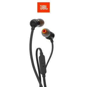 Audífonos in ear con micrófono JBL T110 cable plano, conector 3.5 mm, control de música y llamadas, negro