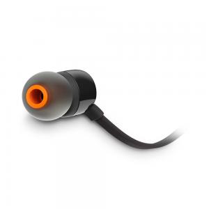 Audífonos in ear con micrófono JBL T110 cable plano, conector 3.5 mm, control de música y llamadas, negro