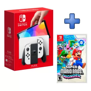 PACK CONSOLA NINTENDO SWITCH OLED BLANCO +VIDEOJUEGO SUPER MARIO WONDER SWITCH
