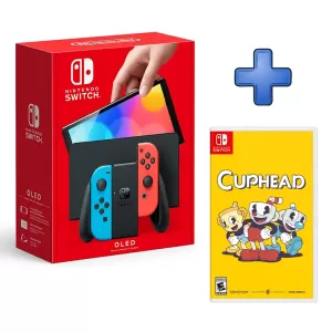 PACK CONSOLA NINTENDO SWITCH OLED NEON + VIDEOJUEGO CUPHEAD 