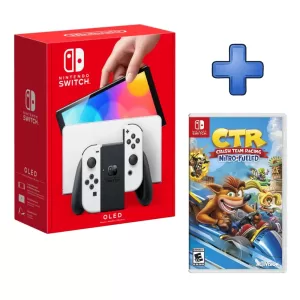 PACK CONSOLA NINTENDO SWITCH OLED BLANCO + VIDEOJUEGO CRASH CTR NITRO FUELED 